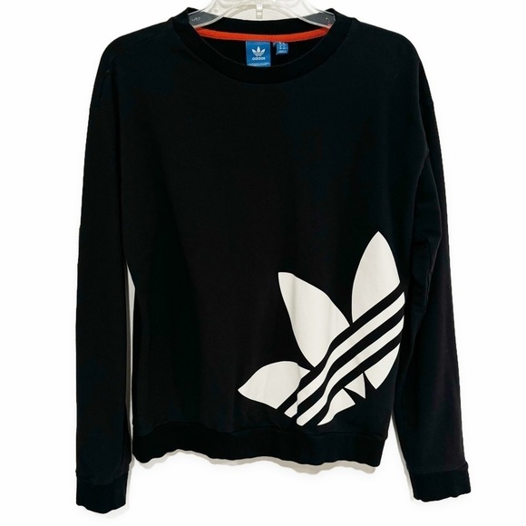 adidas Tops - Adidas | Lightweight Crewneck Sweatershirt Logo Black White Size Small